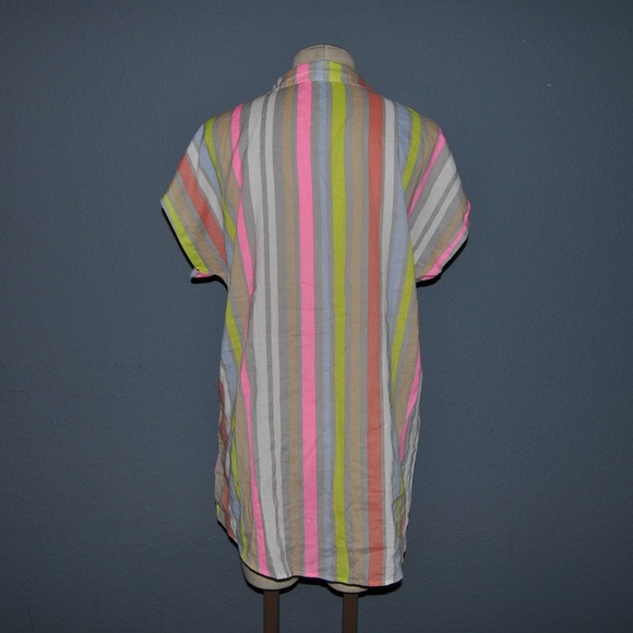 'FINAL' KFTK Vertical Striped Short Sleeve Top C4 - Picture 5 of 8